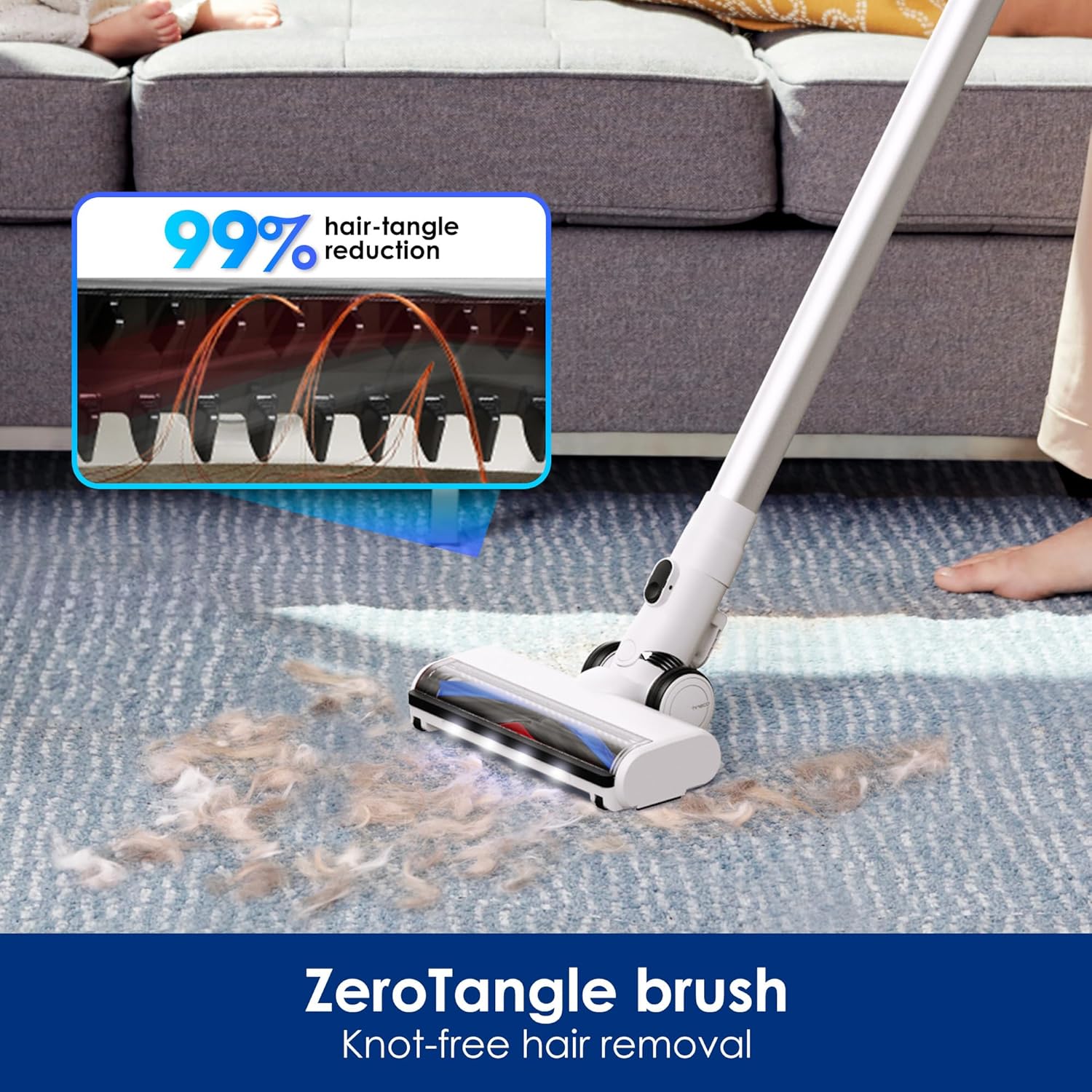 Tineco Floor ONE S7 Stretch Ultra Bezprzewodowy Odkurzacze na sucho i mokro, zapobiegająca splątaniu 180°, czas pracy 50 minut, samooczyszczanie Flashdry 85℃, dwustronne czyszczenie krawędzi