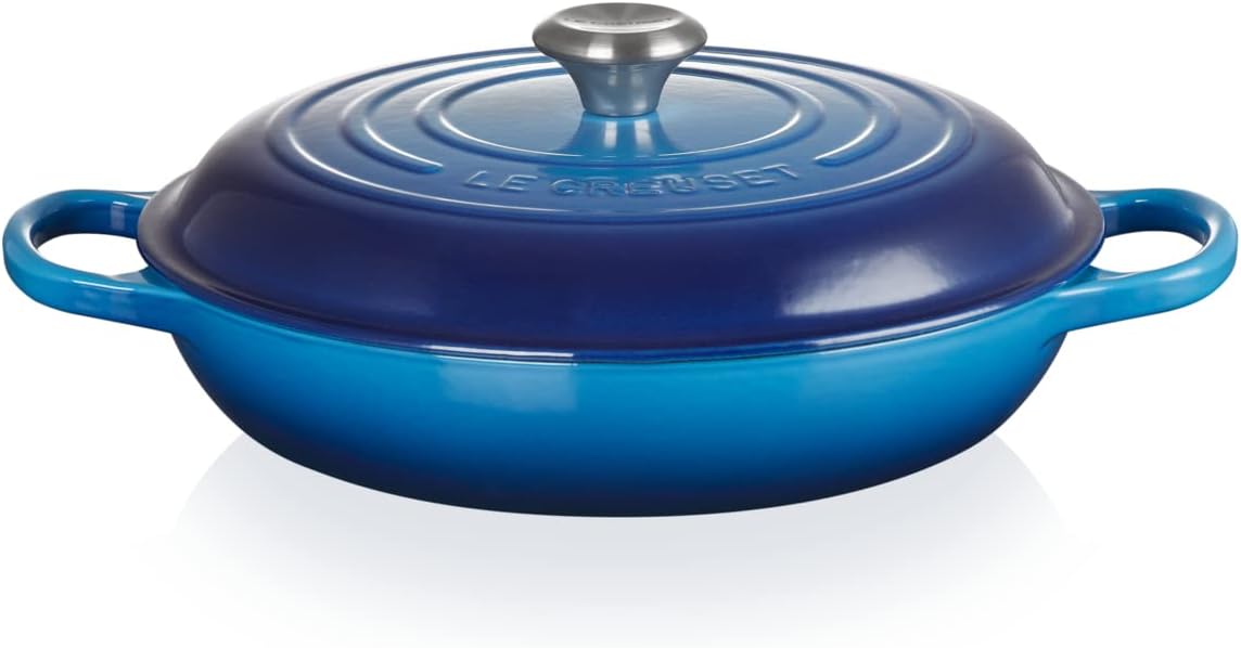 Le Creuset Signature żeliwny garnek Gourmet, okrągły, Ø 30 cm, 3,5 l, do wszystkich rodzajów kuchenek włącznie z indukcyjnymi, 5,55 kg, czerwony piec