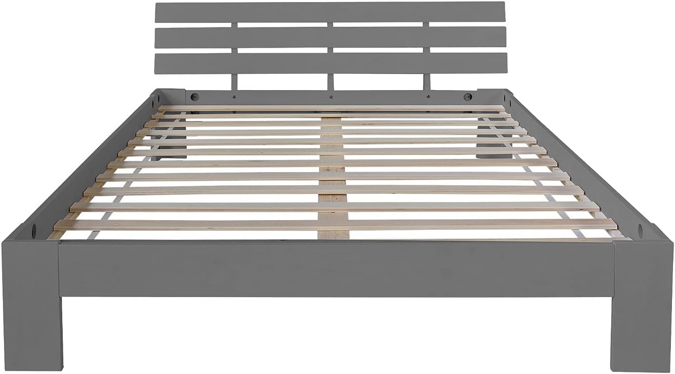 Homestyle4u 1836 Łóżko z litego drewna sosnowego, 180 x 200 cm, z stelażem z białymi listwami, łóżko podwójne 180 x 200 cm
