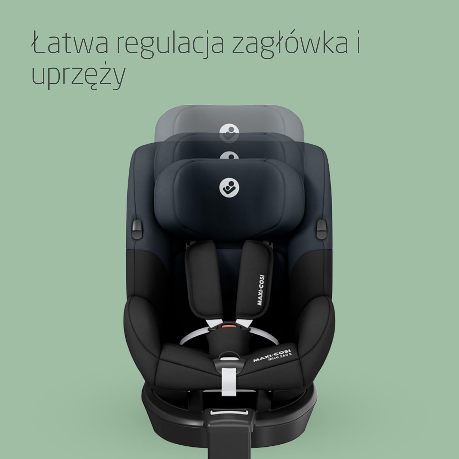 Maxi-Cosi Mica 360 S, Fotelik samochodowy obrotowy 360, 3 miesiące–4 lata (61–105 cm), Obracanie FlexiSpin, 5 pozycji odchylenia, Ochrony G-CELL, Zaczepy na pasy uprzęży Easy-in, Tonal Black