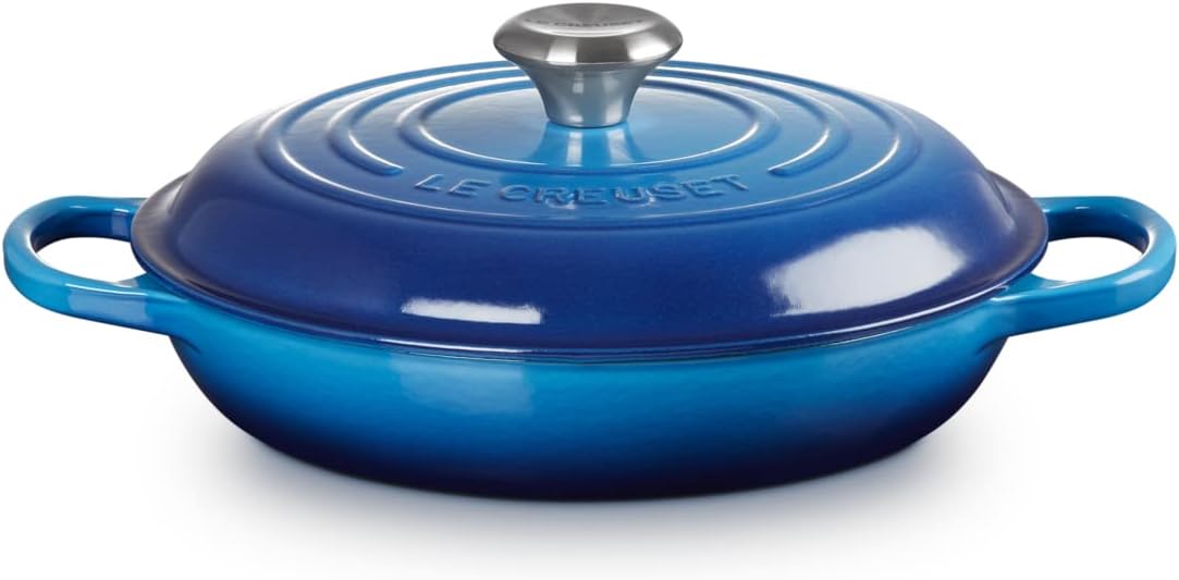 Le Creuset Signature żeliwny garnek Gourmet, okrągły, Ø 30 cm, 3,5 l, do wszystkich rodzajów kuchenek włącznie z indukcyjnymi, 5,55 kg, czerwony piec