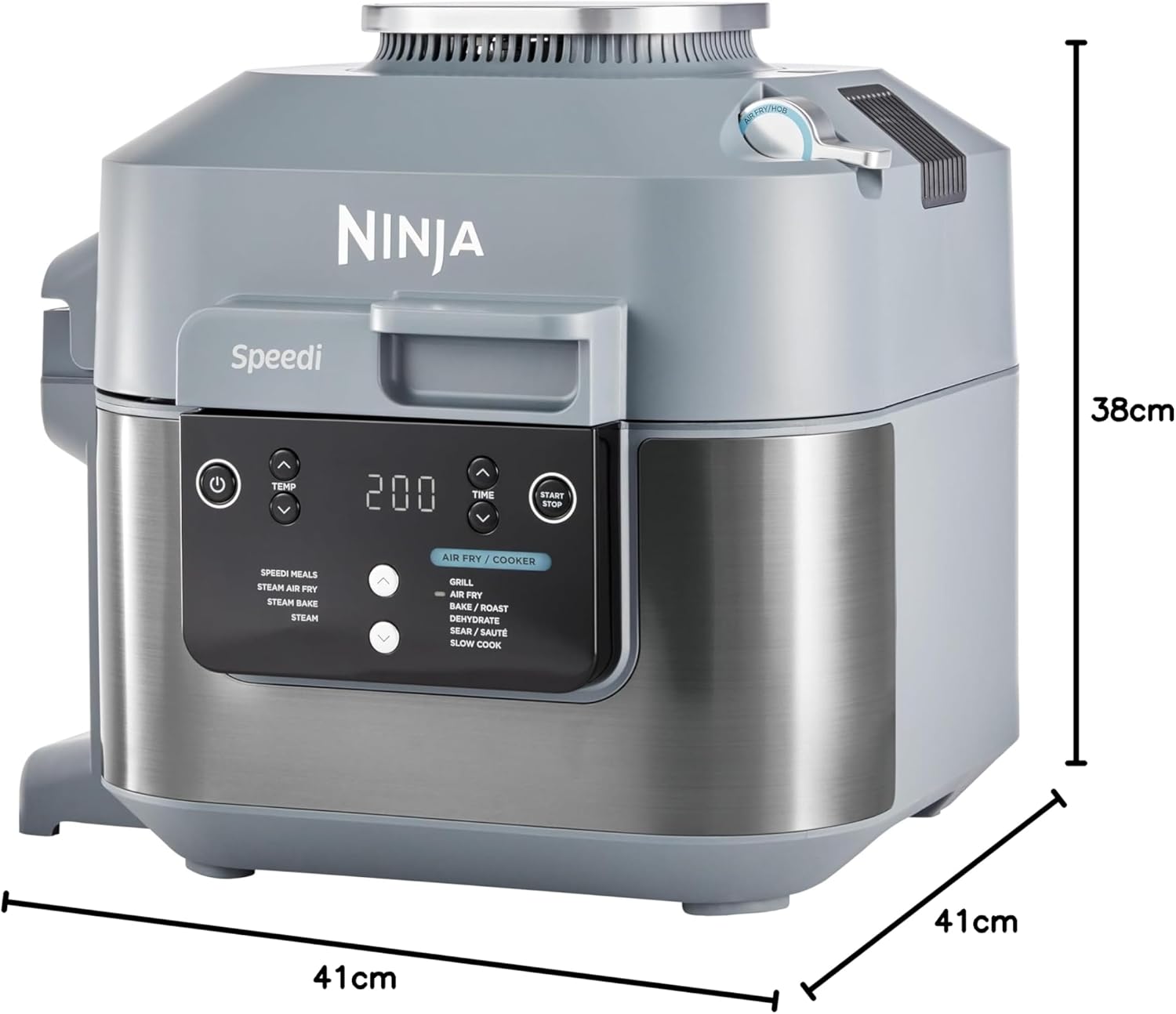 Ninja Combi 12-w-1 Multi-Cooker, kuchenka wielofunkcyjna, piekarnik i frytownica, 12 funkcji, przygotuj posiłki rodzinne w 15 minut, zawiera blachę do pieczenia, patelnię i przepisy, szary, SFP700EU