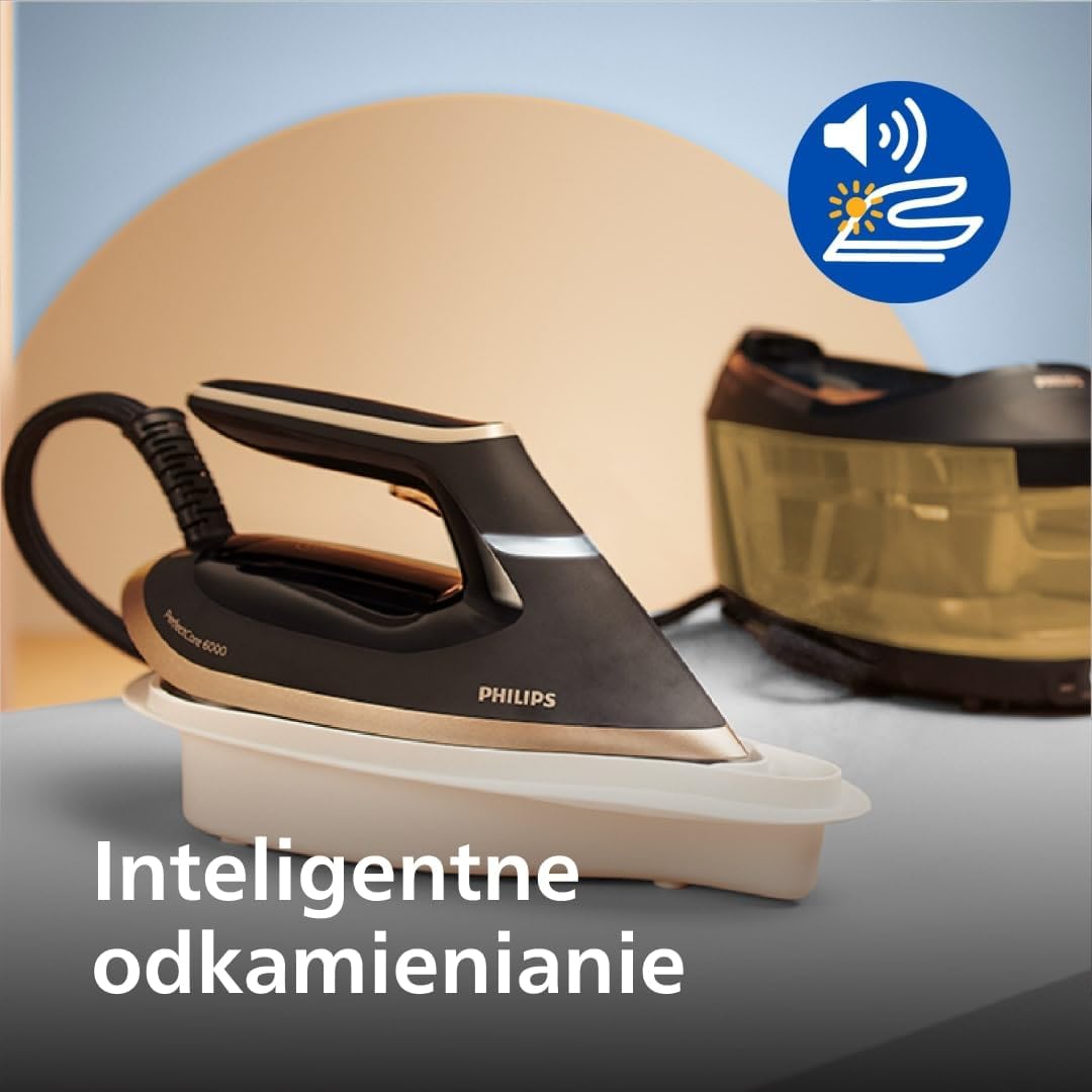 Philips PerfectCare 6000 Series Generator Pary, Silny wyrzut Pary, Gwarancja braku przypaleń, Kompaktowy Design, 1,8L Odłączany Zbiornik na Wodę, Stopa SteamGlide Advanced (PSG6064/80)
