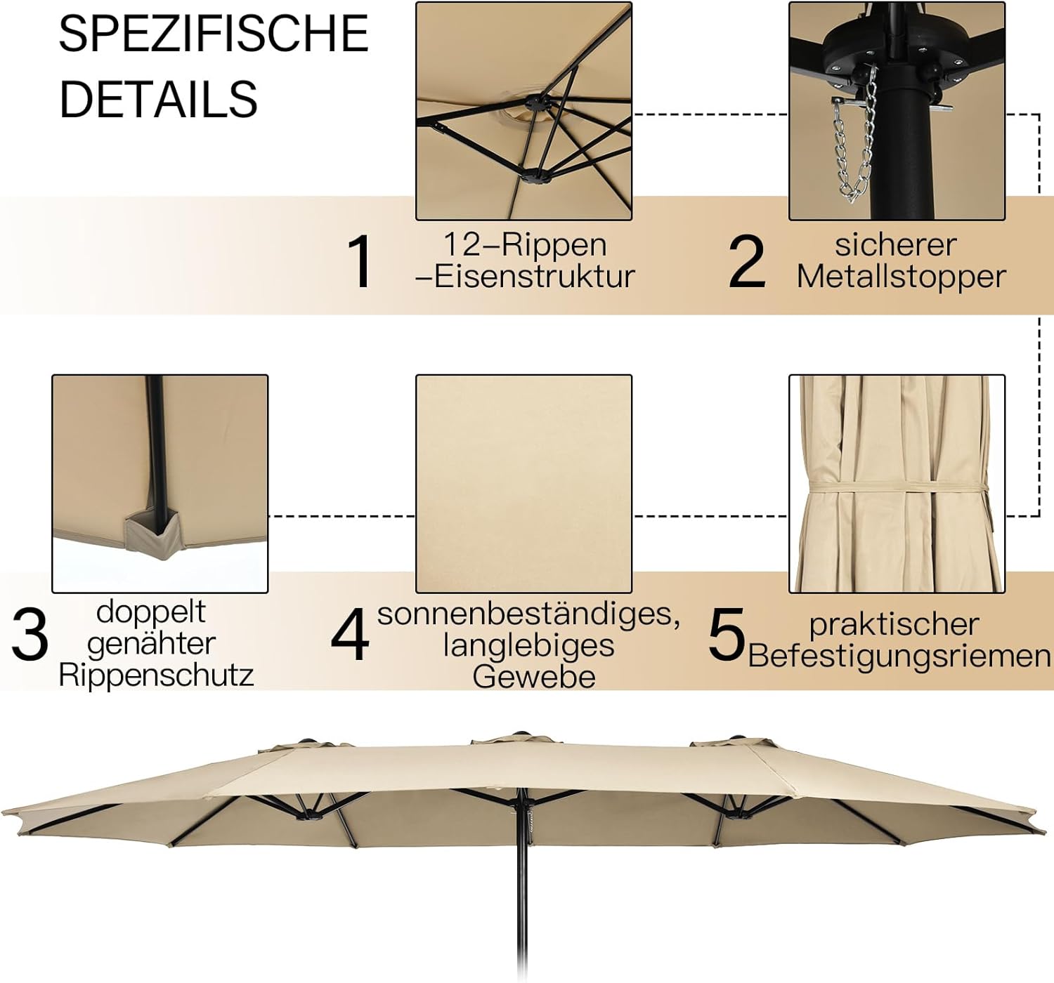 COSTWAY Parasol przeciwsłoneczny, prostokątny, 300 x 300 cm, duży parasol przeciwsłoneczny z korbą, parasol ogrodowy, odchylany o 360°, parasol tarasowy, do ogrodu, na taras, balkon (czarny)