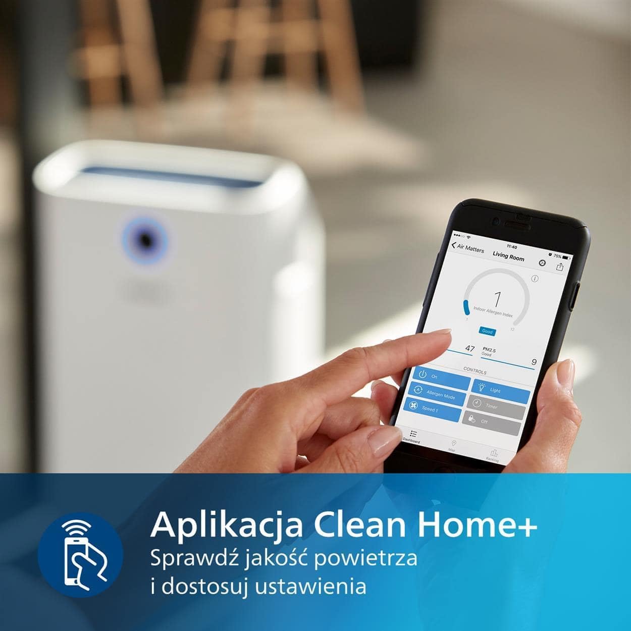 Philips, Oczyszczacz i nawilżacz powietrza 2 w 1 z serii 3400, HEPA NanoProtect + filtr z aktywnym węglem, higieniczne nawilżanie 650 ml/h, CADR 300 m³/h dla 78 m² (AC3421/13)