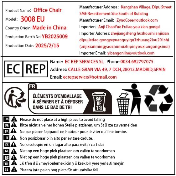 Efomao ergonomiczny fotel biurowy, krzesło kierownicze z PU skóry, fotel biurowy do 200 kg z podnóżkiem i podpórką lędźwiową, regulowane krzesło z wysokim oparciem