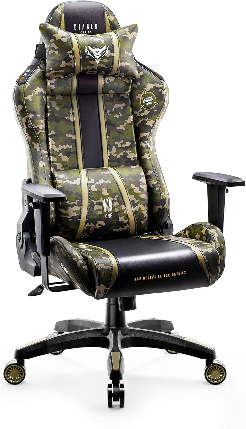 Diablo X-One 2.0 Fotel Gamingowy Krzesło Biurowe Dla Gracza Obrotowy Regulowane Podłokietniki Ekoskóra Ergonomiczny Design Funkcja Bujania Poduszka Pod Kark i Lędźwie (Candy Rose, Normal)