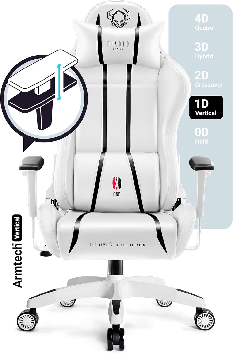 Diablo X-One 2.0 Fotel Gamingowy Krzesło Biurowe Dla Gracza Obrotowy Regulowane Podłokietniki Ekoskóra Ergonomiczny Design Funkcja Bujania Poduszka Pod Kark i Lędźwie (Candy Rose, Normal)