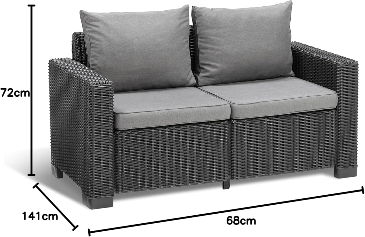 Allibert California Sofa Ogrodowa, Panama Cool Grey, 141 x 68 x 72 cm