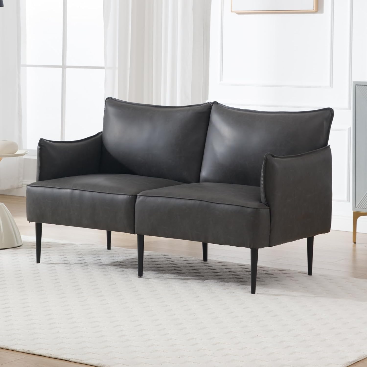chairus Sofa 2-osobowa do salonu skóra PU segmentowa sofa kanapa tapicerowana sofa kanapa sofa sofa sette (ciemnoszara-2)