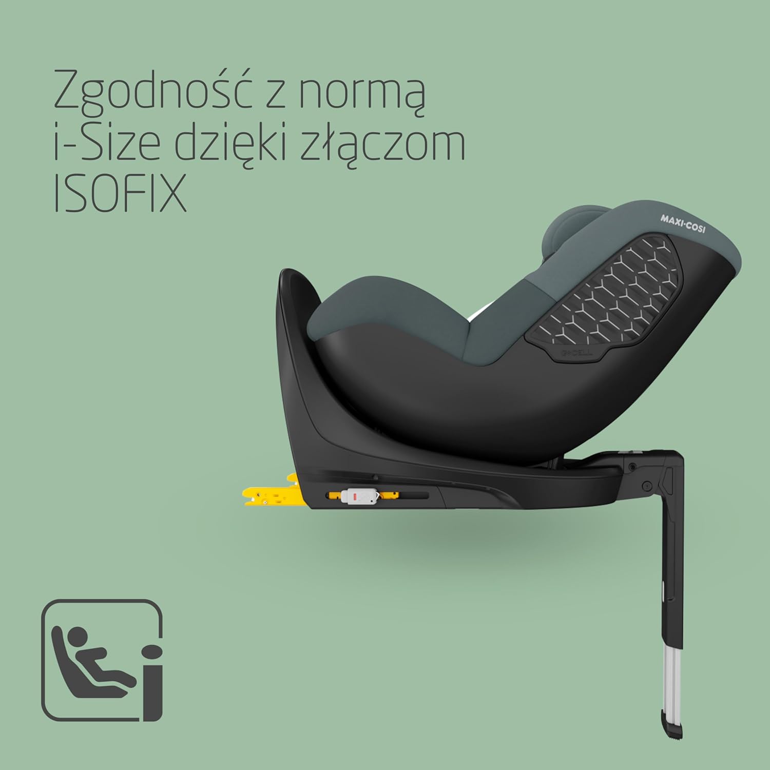 Maxi-Cosi Mica 360 S, Fotelik samochodowy obrotowy 360, 3 miesiące–4 lata (61–105 cm), Obracanie FlexiSpin, 5 pozycji odchylenia, Ochrony G-CELL, Zaczepy na pasy uprzęży Easy-in, Tonal Black