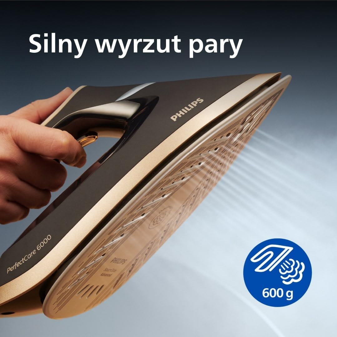 Philips PerfectCare 6000 Series Generator Pary, Silny wyrzut Pary, Gwarancja braku przypaleń, Kompaktowy Design, 1,8L Odłączany Zbiornik na Wodę, Stopa SteamGlide Advanced (PSG6064/80)