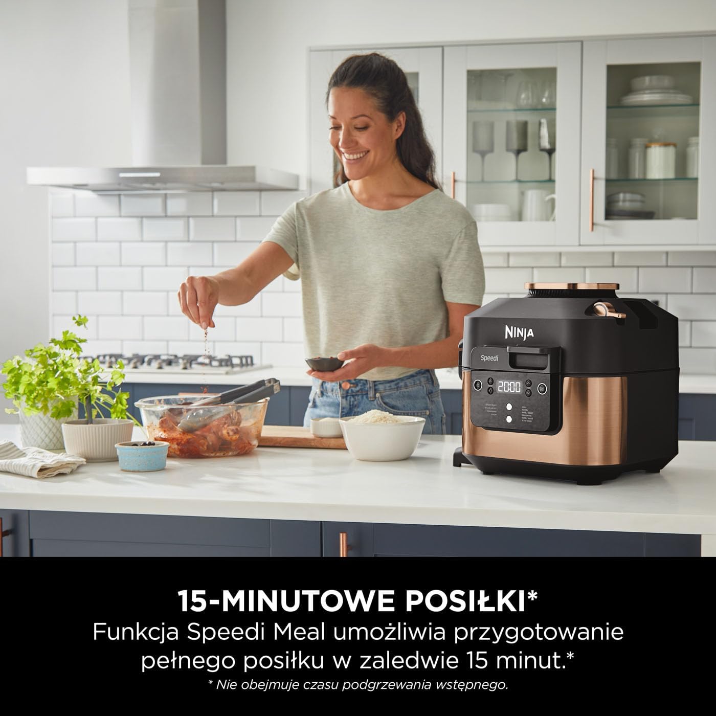 Ninja Combi 12-w-1 Multi-Cooker, kuchenka wielofunkcyjna, piekarnik i frytownica, 12 funkcji, przygotuj posiłki rodzinne w 15 minut, zawiera blachę do pieczenia, patelnię i przepisy, szary, SFP700EU
