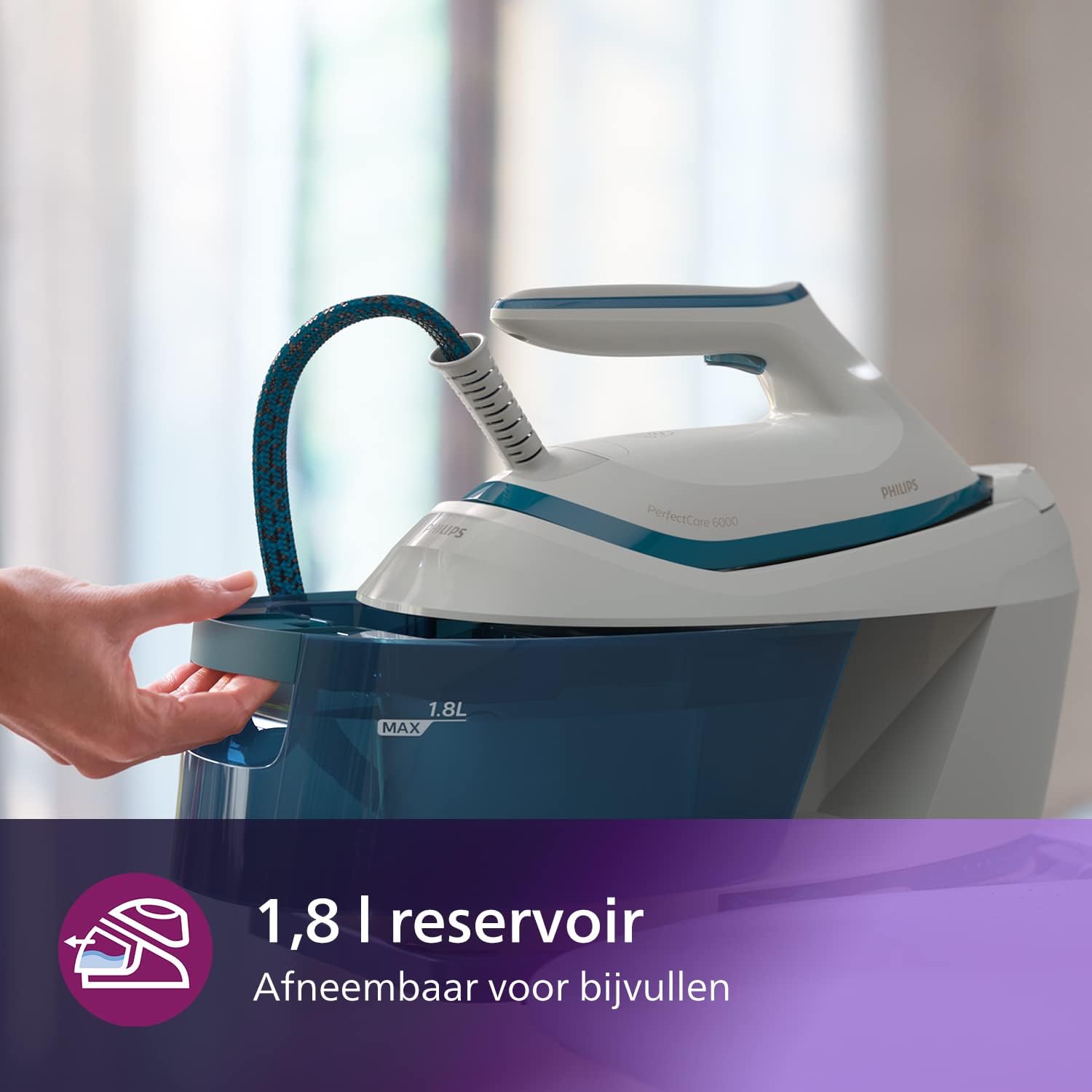 Philips PerfectCare 6000 Series Generator Pary, Silny wyrzut Pary, Gwarancja braku przypaleń, Kompaktowy Design, 1,8L Odłączany Zbiornik na Wodę, Stopa SteamGlide Advanced (PSG6064/80)