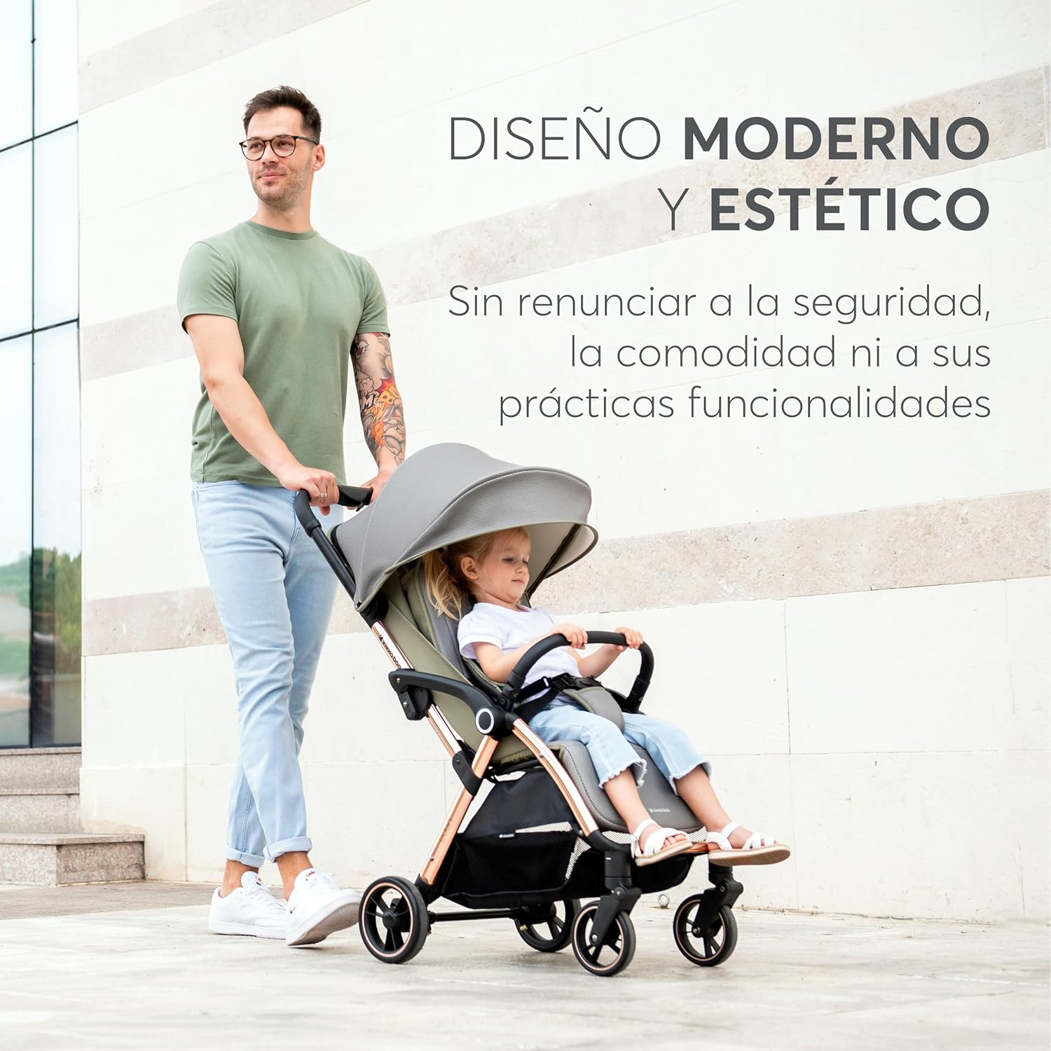 KikkaBoo EDEN Buggy, wózek dziecięcy do 22 kg, automatyczne składanie, pozycja nachylenia, ultralekki, kompaktowy, beżowy