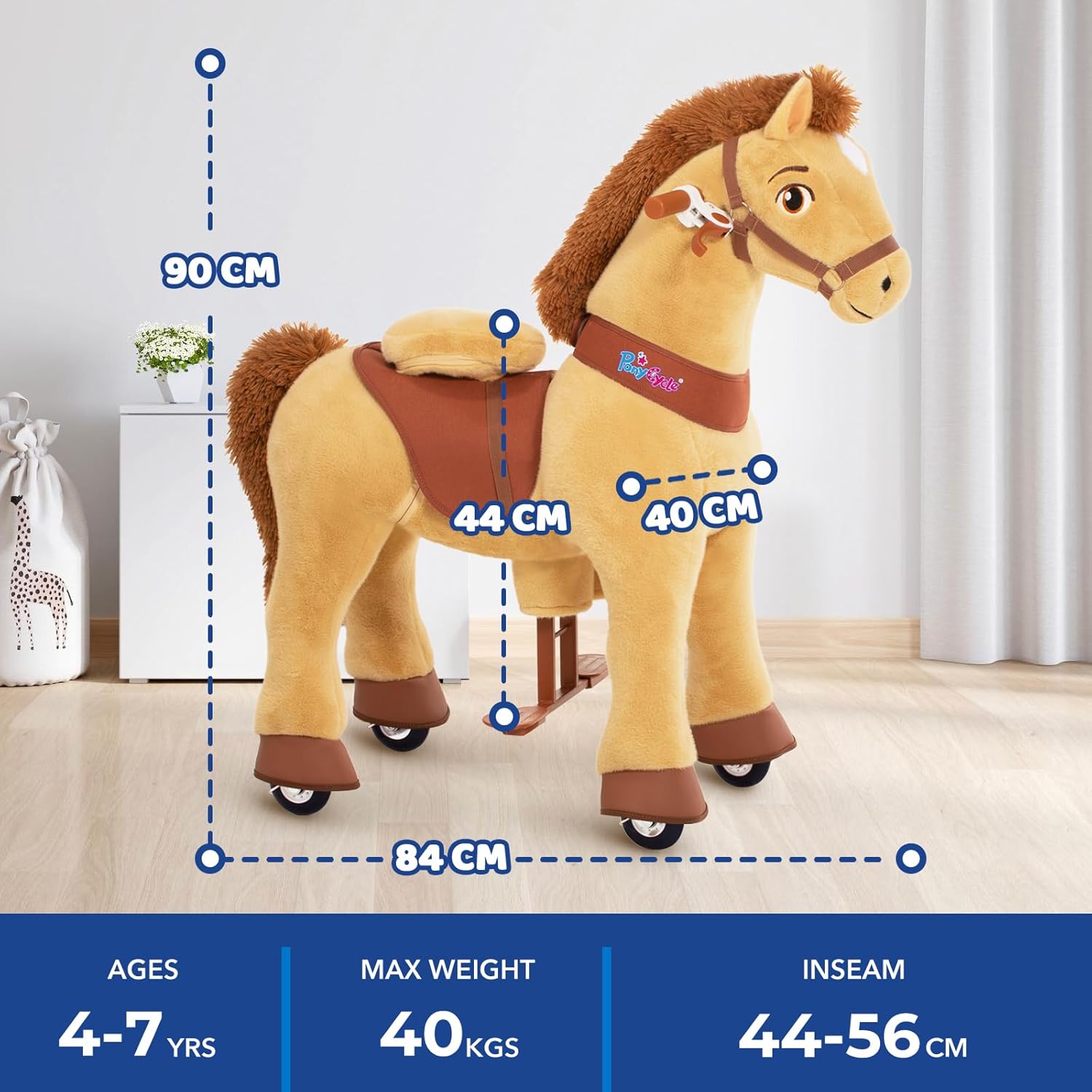 PonyCycle 2023 Nowy Model E Jednorożec do Jazdy na Mechanicznym Chodzącym Jednorożcu z Hamulcem (Fioletowy/Rozmiar 4 dla Dzieci w Wieku 4-8 Lat) Hulajnoga dla Maluchów do Jazdy na Koniu - E413