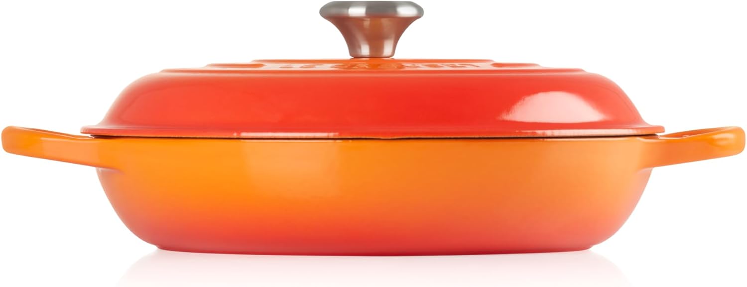 Le Creuset Signature żeliwny garnek Gourmet, okrągły, Ø 30 cm, 3,5 l, do wszystkich rodzajów kuchenek włącznie z indukcyjnymi, 5,55 kg, czerwony piec