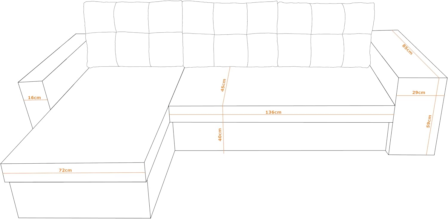 NAWSTOL - Sofa narożna Leon z funkcją spania i skrzynią na pościel – nowoczesna sofa do salonu – możliwość montażu z lewej lub prawej strony (szara + biała sztuczna skóra)