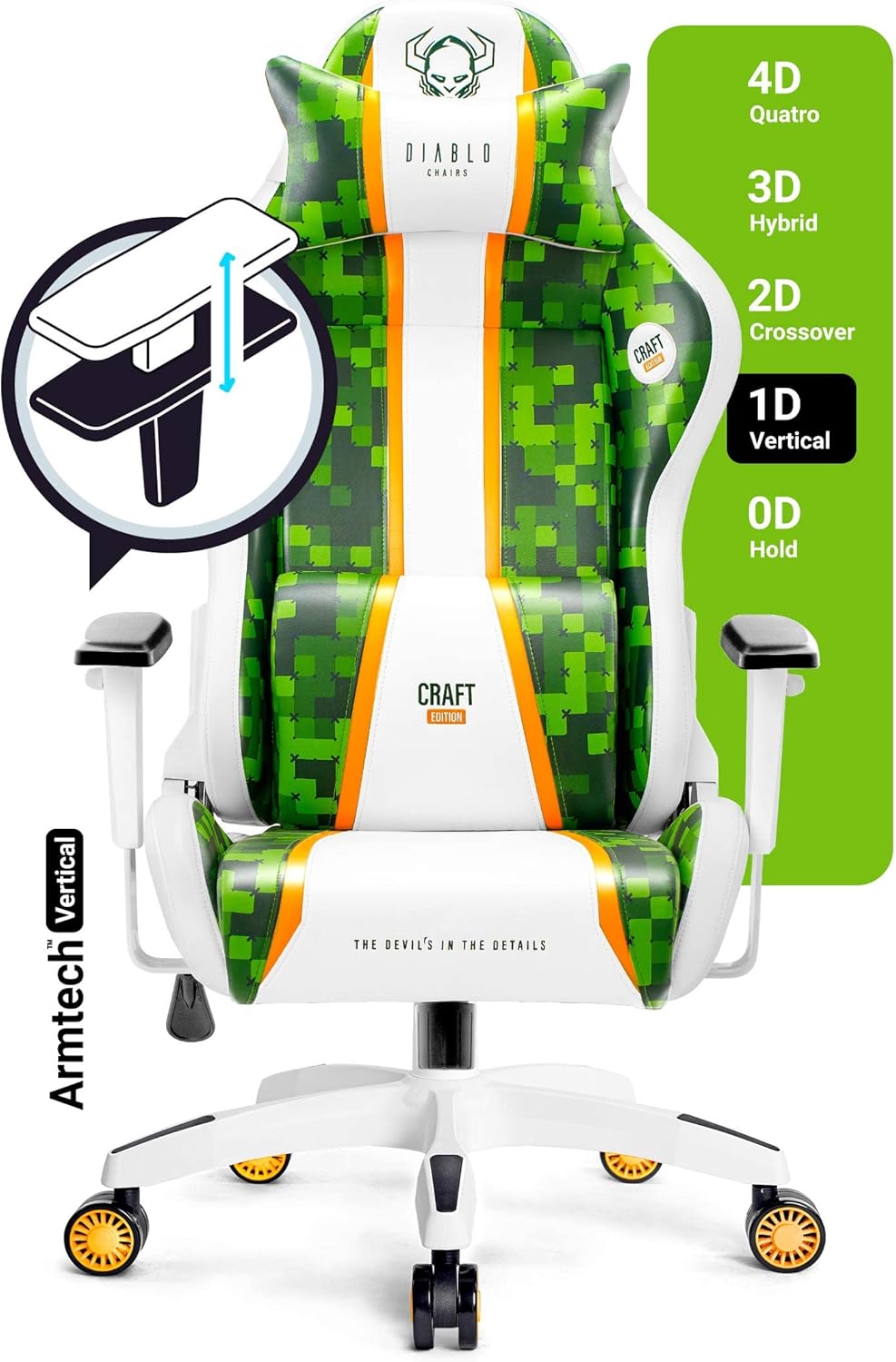 Diablo X-One 2.0 Fotel Gamingowy Krzesło Biurowe Dla Gracza Obrotowy Regulowane Podłokietniki Ekoskóra Ergonomiczny Design Funkcja Bujania Poduszka Pod Kark i Lędźwie (Candy Rose, Normal)