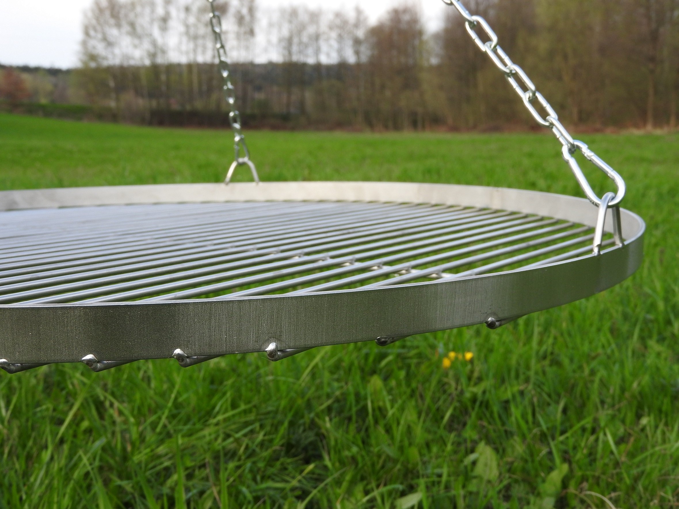 GRILL OGRODOWY OGNISKOWY TRÓJNÓG RUSZT FI 70 INOX NIERDZEWNY PALENISKO