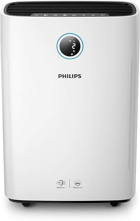 Philips, Oczyszczacz i nawilżacz powietrza 2 w 1 z serii 3400, HEPA NanoProtect + filtr z aktywnym węglem, higieniczne nawilżanie 650 ml/h, CADR 300 m³/h dla 78 m² (AC3421/13)