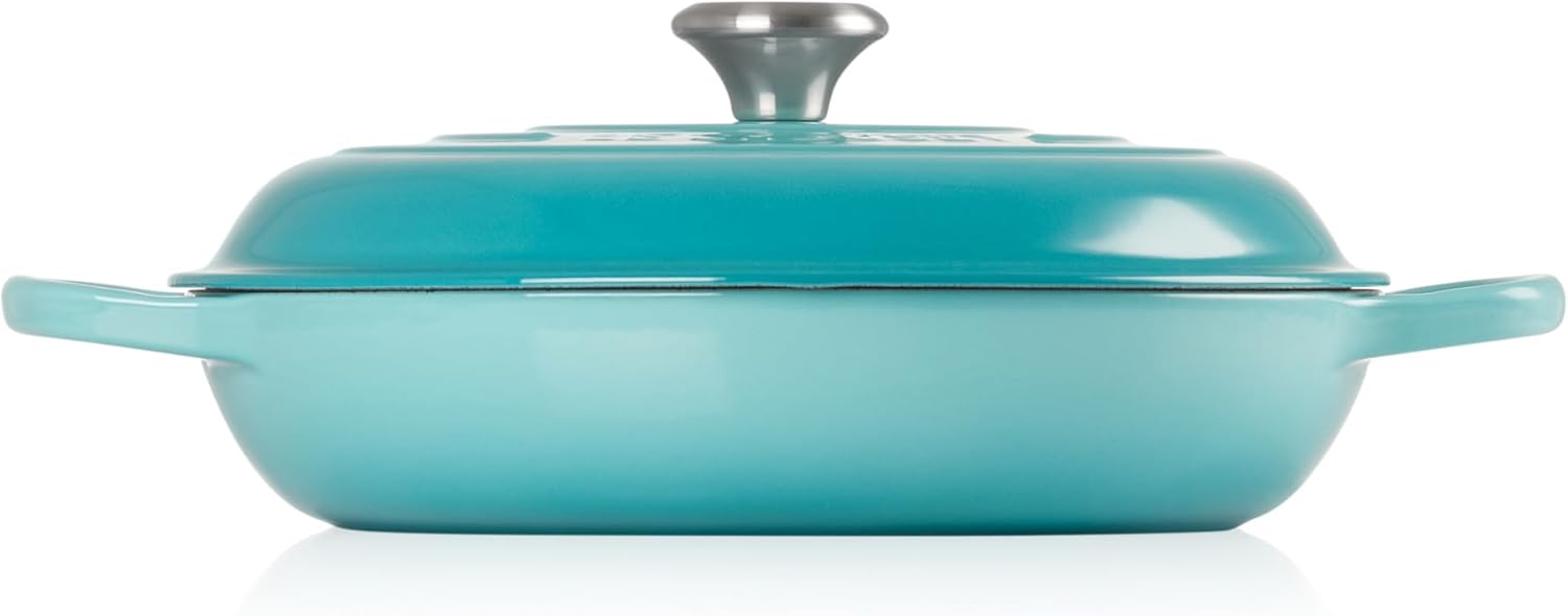Le Creuset Signature żeliwny garnek Gourmet, okrągły, Ø 30 cm, 3,5 l, do wszystkich rodzajów kuchenek włącznie z indukcyjnymi, 5,55 kg, czerwony piec