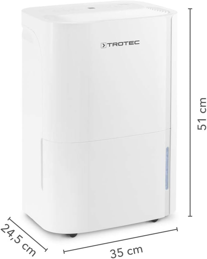 TROTEC Osuszacz powietrza elektryczny TTK 66 E – wydajność 24 L/dzień – powierzchnia 50 m² / 125 m³ – funkcja automatycznego wyłączania - do mieszkań i sypialni