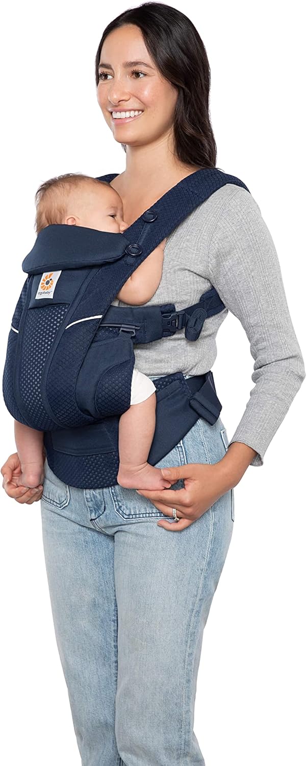 Ergobaby Omni Breeze Nosidełko dla noworodków od urodzenia do 20 kg, 4 pozycje SoftFlex Mesh Ergonomiczne nosidełko dla niemowląt Nosidełko do noszenia na plecach, Graphite Grey