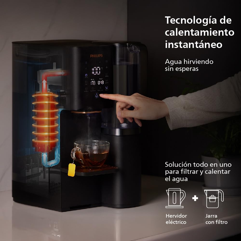 Philips Stacja Wody z Odwróconą Osmozą ADD6920Bk/10, Technologia Aquaporin Inside, Eliminuje do 110 Substancji, Natychmiastowe Podgrzewanie, Roczna Żywotność Filtra