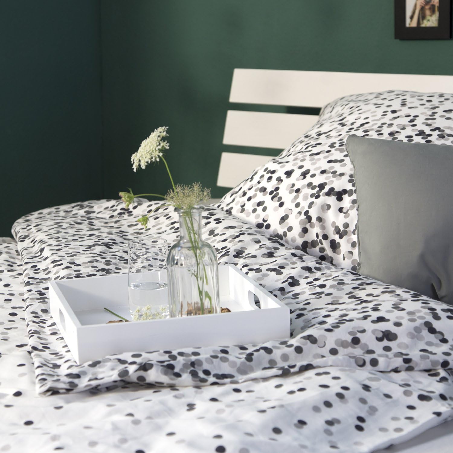 Homestyle4u 1836 Łóżko z litego drewna sosnowego, 180 x 200 cm, z stelażem z białymi listwami, łóżko podwójne 180 x 200 cm