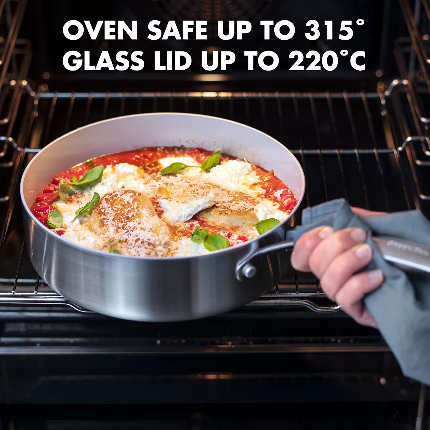 Greenpan Venice Pro Trójwarstwowy Zestaw Garnków i Patelni, Stal Nierdzewna Ceramika, Srebrny, 10 Elementów