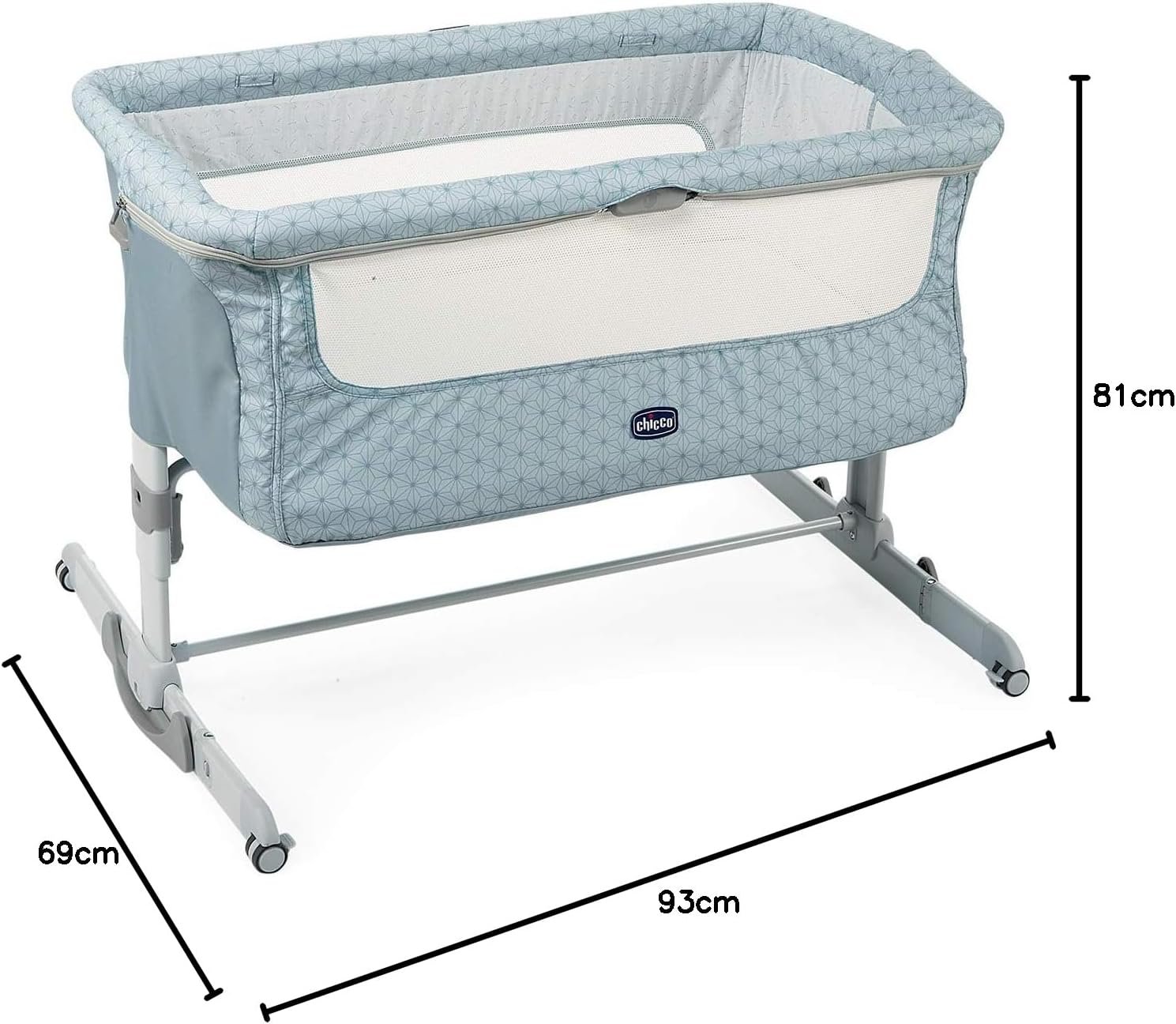 Chicco Next2Me Dream Łóżeczko Dostawka - Do Wspólnego Spania z Dzieckiem, Materac, Funkcja Bujania, Otwierany Bok, Regulacja Wysokości, Okienka z Siateczki, Kółka i Torba Podróżna, 0-6 miesięcy, 9 kg