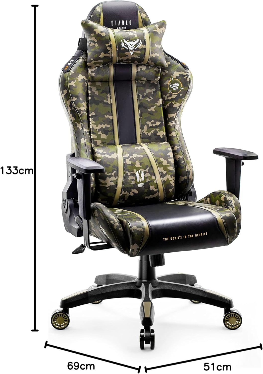 Diablo X-One 2.0 Fotel Gamingowy Krzesło Biurowe Dla Gracza Obrotowy Regulowane Podłokietniki Ekoskóra Ergonomiczny Design Funkcja Bujania Poduszka Pod Kark i Lędźwie (Candy Rose, Normal)