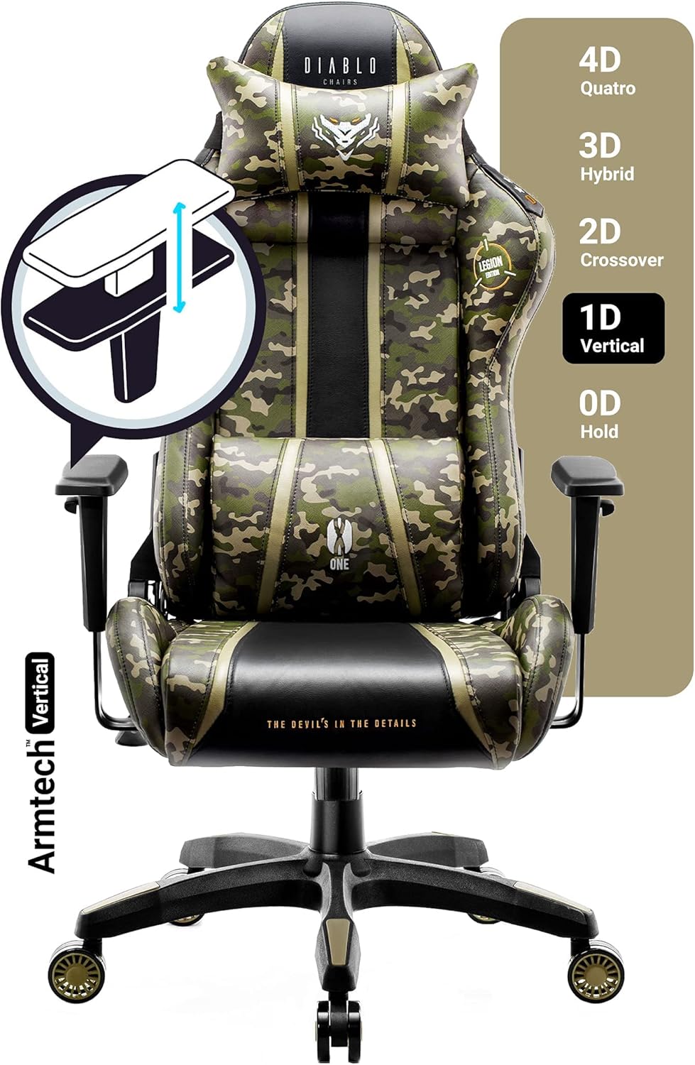 Diablo X-One 2.0 Fotel Gamingowy Krzesło Biurowe Dla Gracza Obrotowy Regulowane Podłokietniki Ekoskóra Ergonomiczny Design Funkcja Bujania Poduszka Pod Kark i Lędźwie (Candy Rose, Normal)