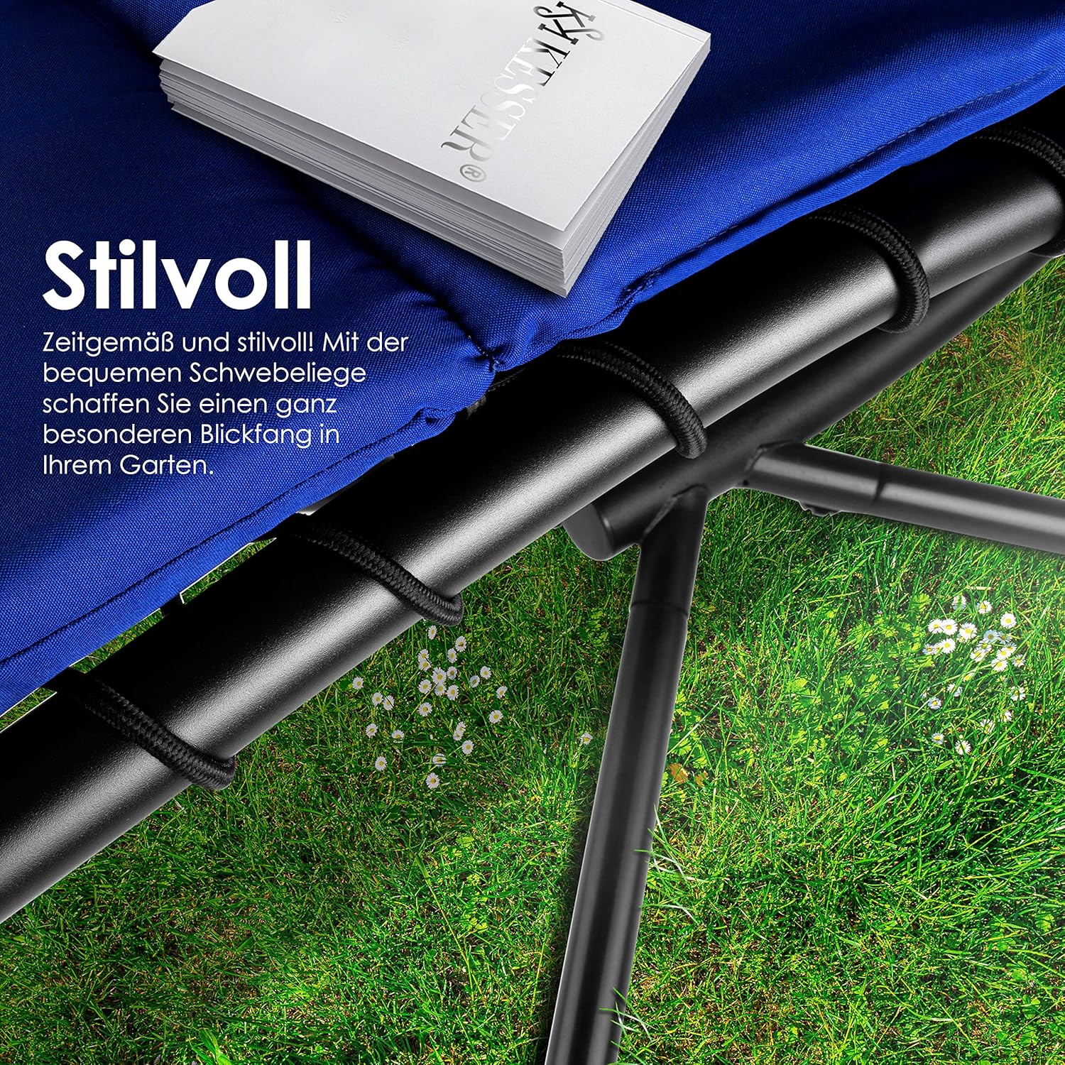 KESSER® Leżak wiszący z parasolem przeciwsłonecznym, wys. 200, dł. 194, szer. 100 cm, leżak relaksacyjny, hamak, obciążenie do 120 kg, leżanka bujana, poduszka na kark, w zestawie torba, Beżowy