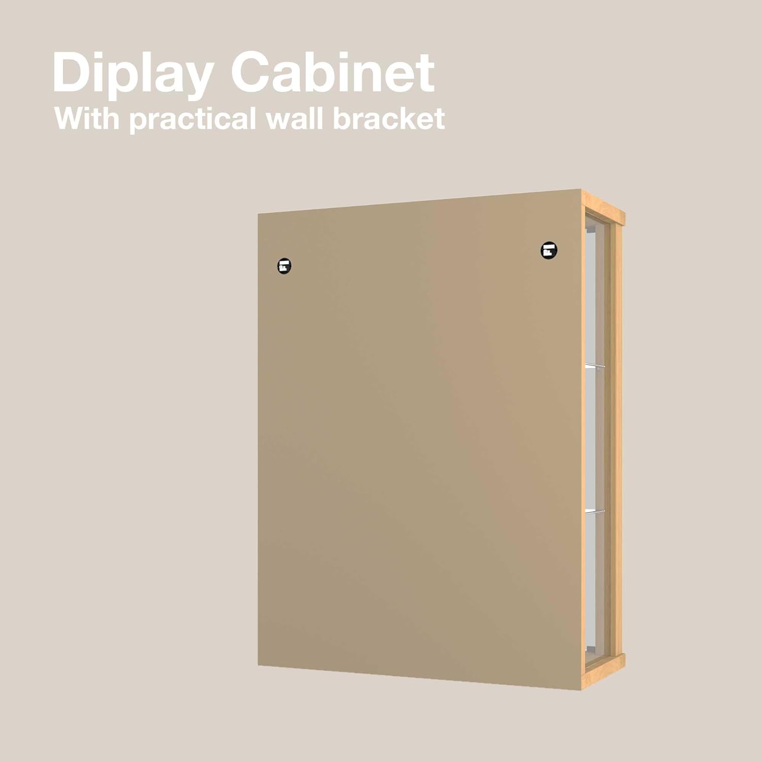 K-Möbel witryna ścienna (80x60x25cm) – Wyprodukowana w Niemczech – Wisząca witryna szklana z 2 regulowanymi półkami z ESG, lustrem i oświetleniem LED w kolorze czarnym Szafka z przeszklonymi drzwiami