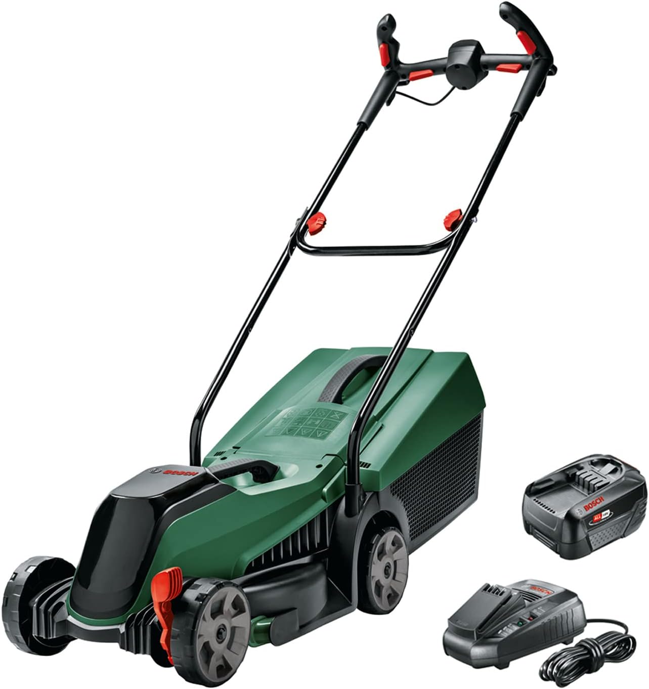 Bosch CityMower 18V-32-300, Kosiarka akumulatorowa (18 V, 1 akumulator, szerokość cięcia: 32 cm, trawniki do 300 m², opakowanie kartonowe), Zielona