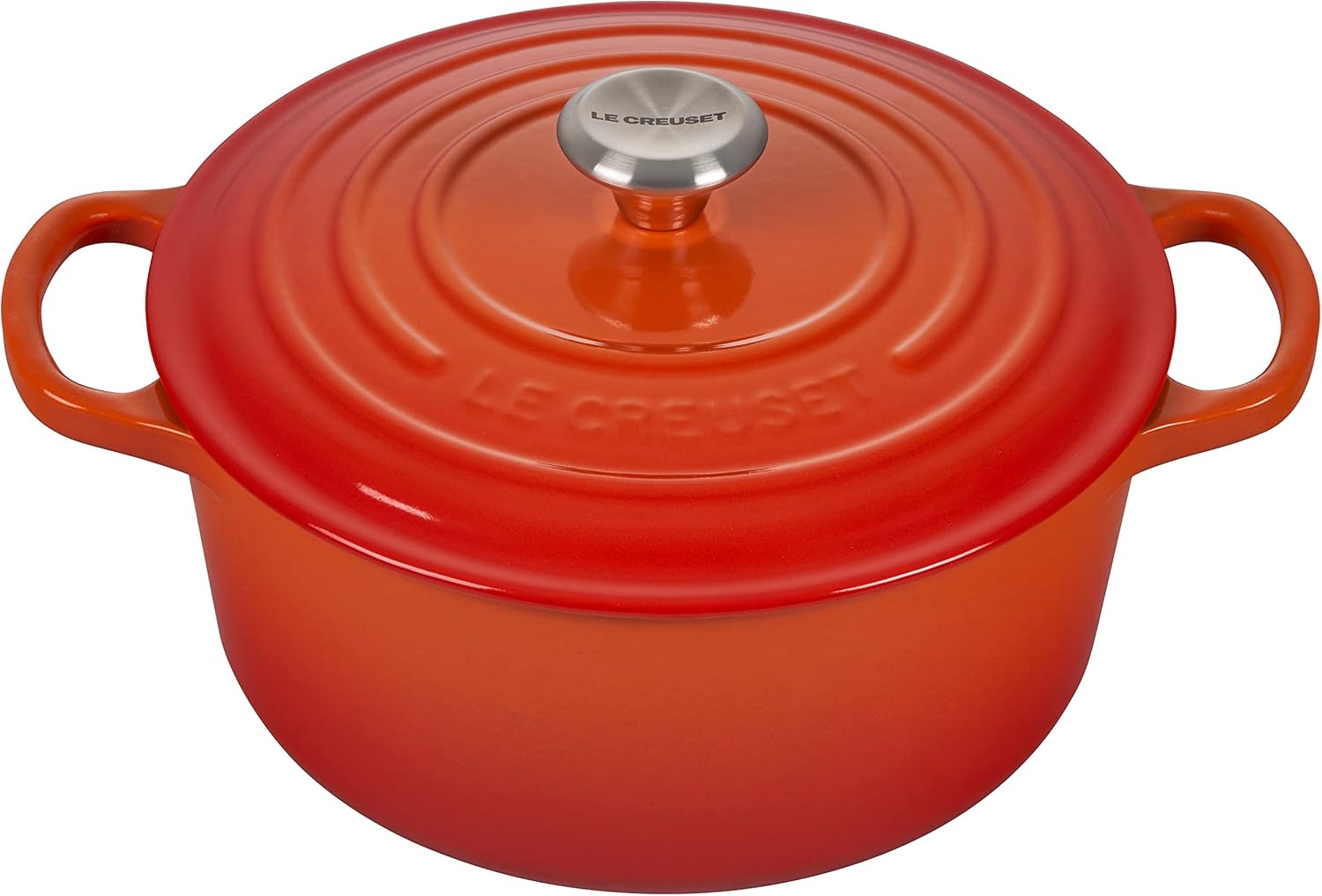 Le Creuset Signature żeliwne naczynie do pieczenia z pokrywką, Ø 26 cm, okrągłe, nadaje się do wszystkich rodzajów kuchenek i kuchenek indukcyjnych, pojemność: 5,3 l, 5,135 kg, kolor czerwony
