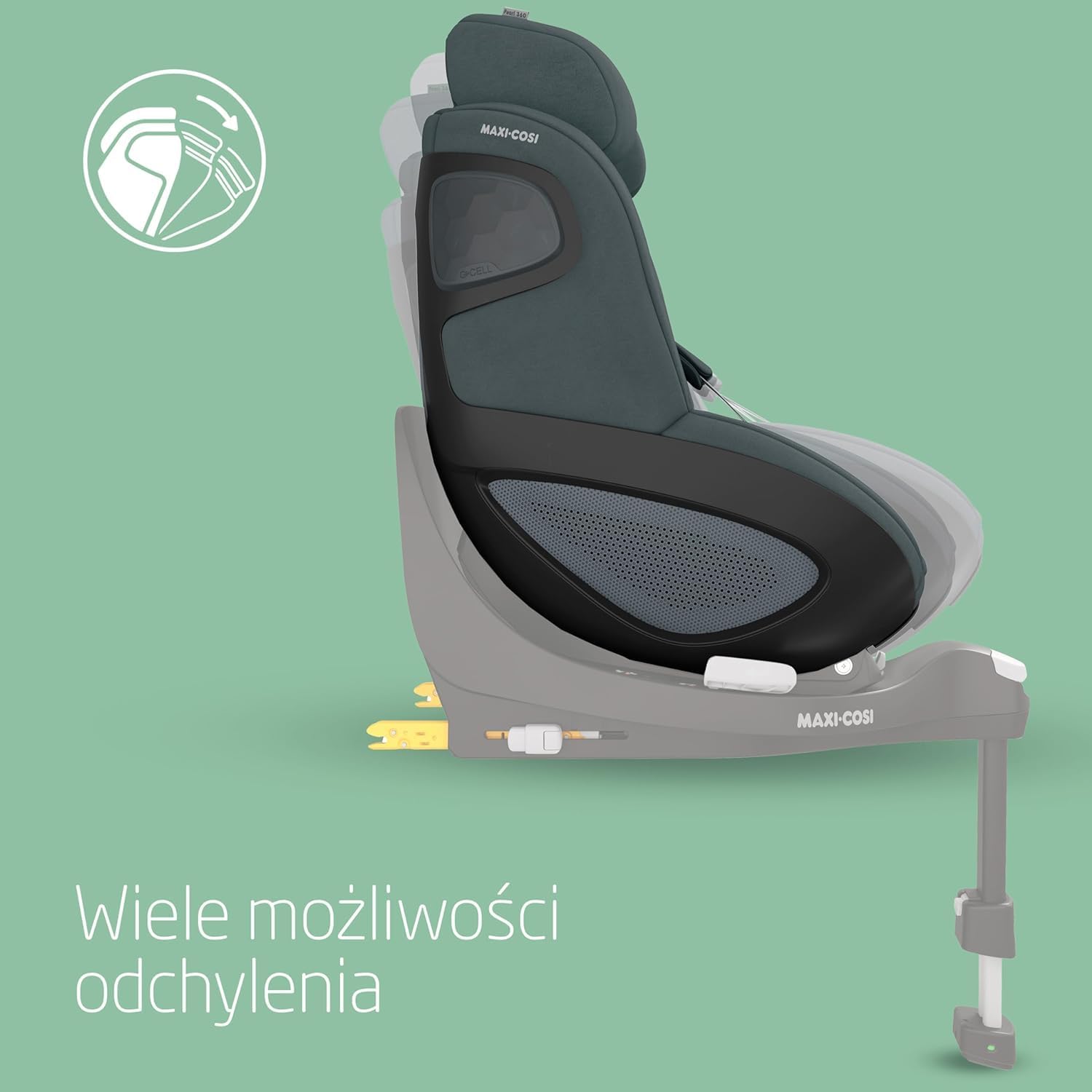 Maxi-Cosi Pearl 360 dla niemowlaka i-Size, Fotelik samochodowy obrotowy 360, od 3 miesięcy do 4 lat (61–105 cm), Obracanie jedną ręką, ClimaFlow, Uprząż z systemem Easy-In, G-CELL, Authentic Graphite