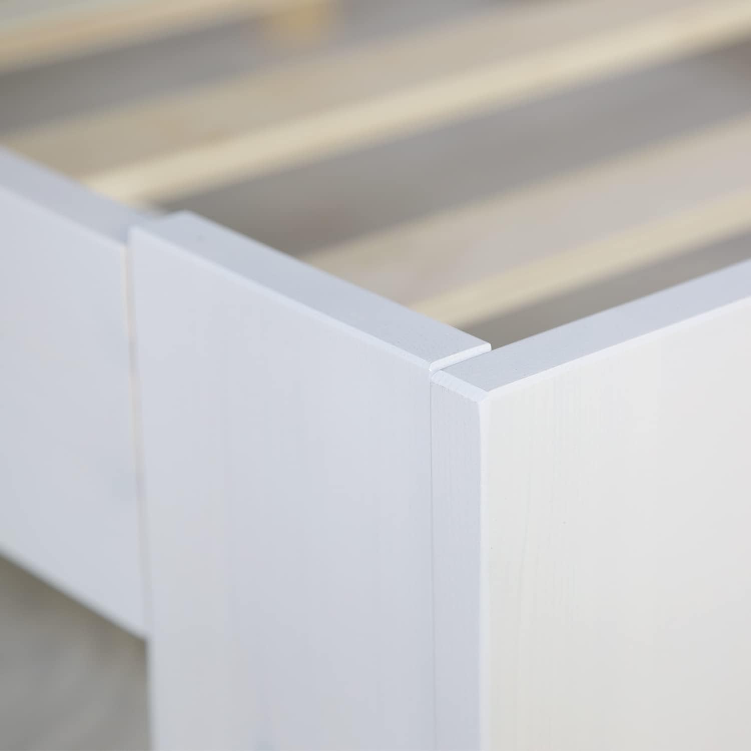 Homestyle4u 1836 Łóżko z litego drewna sosnowego, 180 x 200 cm, z stelażem z białymi listwami, łóżko podwójne 180 x 200 cm