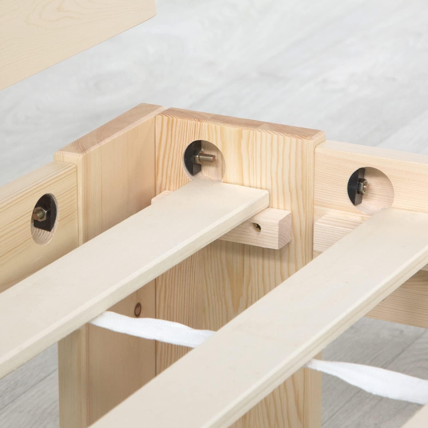 Homestyle4u 1836 Łóżko z litego drewna sosnowego, 180 x 200 cm, z stelażem z białymi listwami, łóżko podwójne 180 x 200 cm