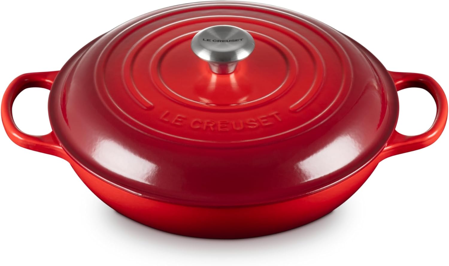 Le Creuset Signature żeliwny garnek Gourmet, okrągły, Ø 30 cm, 3,5 l, do wszystkich rodzajów kuchenek włącznie z indukcyjnymi, 5,55 kg, czerwony piec