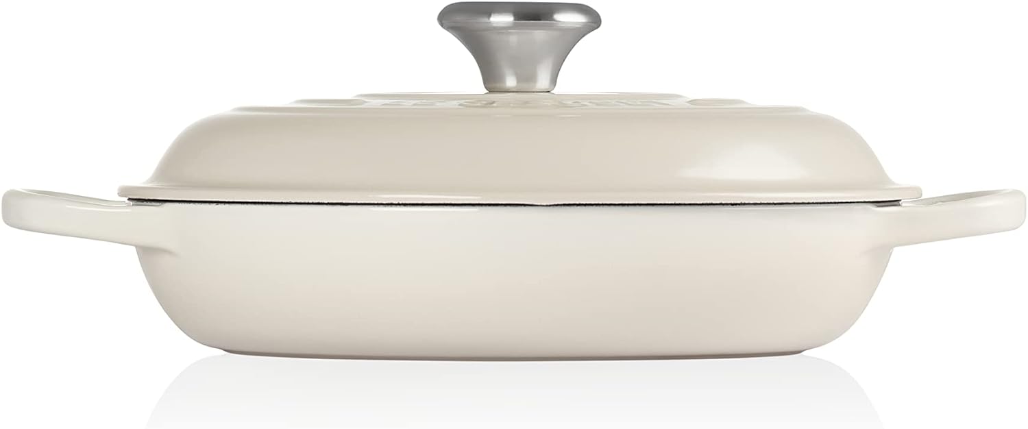 Le Creuset Signature żeliwny garnek Gourmet, okrągły, Ø 30 cm, 3,5 l, do wszystkich rodzajów kuchenek włącznie z indukcyjnymi, 5,55 kg, czerwony piec