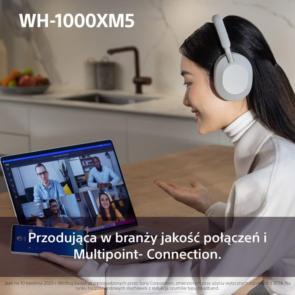 Sony WH-1000XM5 ANC Bezprzewodowe Słuchawki Nausze Z Redukcją Hałasu, Bluetooth, Clear Call Quality, Hi-Res, Do 30H Baterii, Szybkie Ładowanie, Alexa And Google Assistant, Ios And Android - Czarne