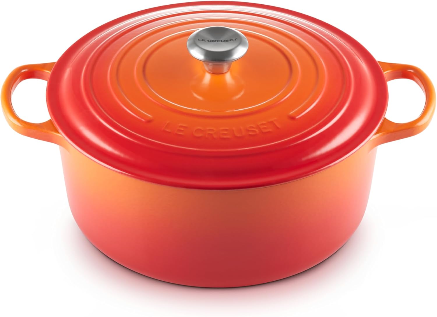 Le Creuset Signature żeliwne naczynie do pieczenia z pokrywką, Ø 26 cm, okrągłe, nadaje się do wszystkich rodzajów kuchenek i kuchenek indukcyjnych, pojemność: 5,3 l, 5,135 kg, kolor czerwony