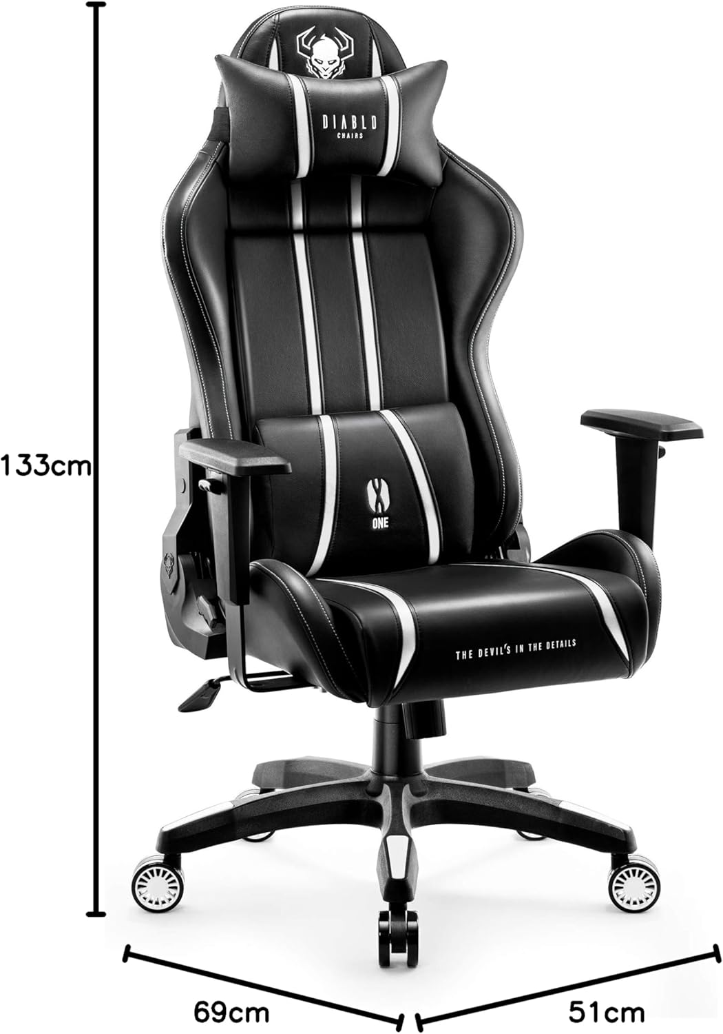 Diablo X-One 2.0 Fotel Gamingowy Krzesło Biurowe Dla Gracza Obrotowy Regulowane Podłokietniki Ekoskóra Ergonomiczny Design Funkcja Bujania Poduszka Pod Kark i Lędźwie (Candy Rose, Normal)