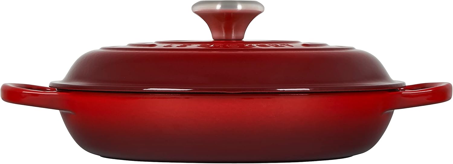 Le Creuset Signature żeliwny garnek Gourmet, okrągły, Ø 30 cm, 3,5 l, do wszystkich rodzajów kuchenek włącznie z indukcyjnymi, 5,55 kg, czerwony piec