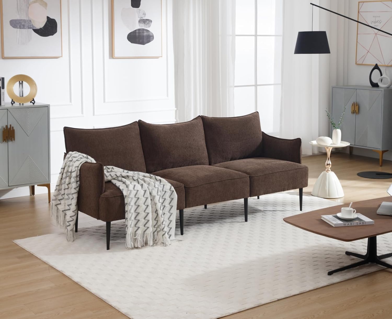 chairus Sofa 2-osobowa do salonu skóra PU segmentowa sofa kanapa tapicerowana sofa kanapa sofa sofa sette (ciemnoszara-2)