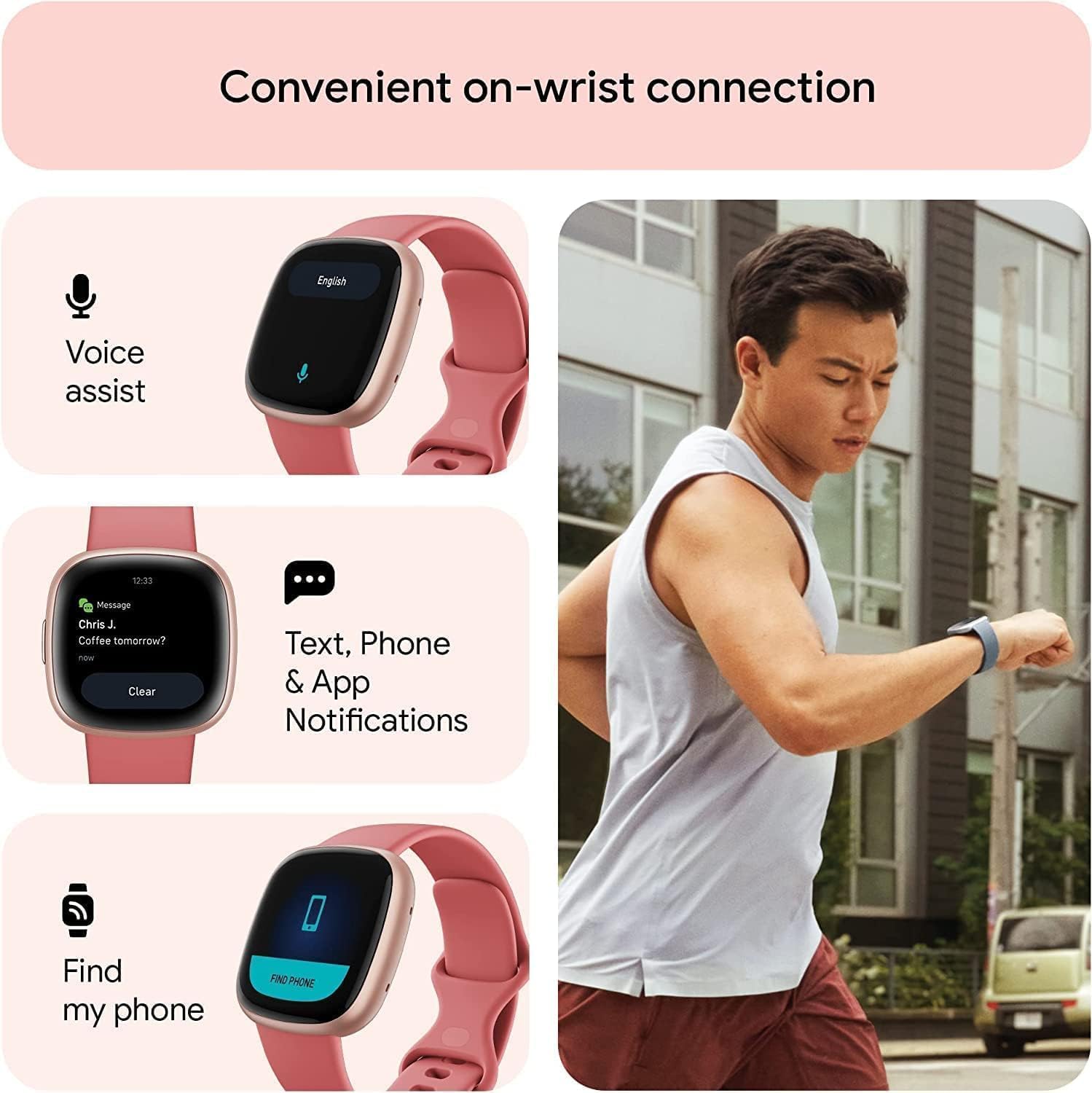 Fitbit Versa 4: Smartwatch aktywnosci fitness z wbudowanym systemem GPS, oraz z żywotnością baterii aż do 6 dni. Kompantybilny z systemem iOS & Android