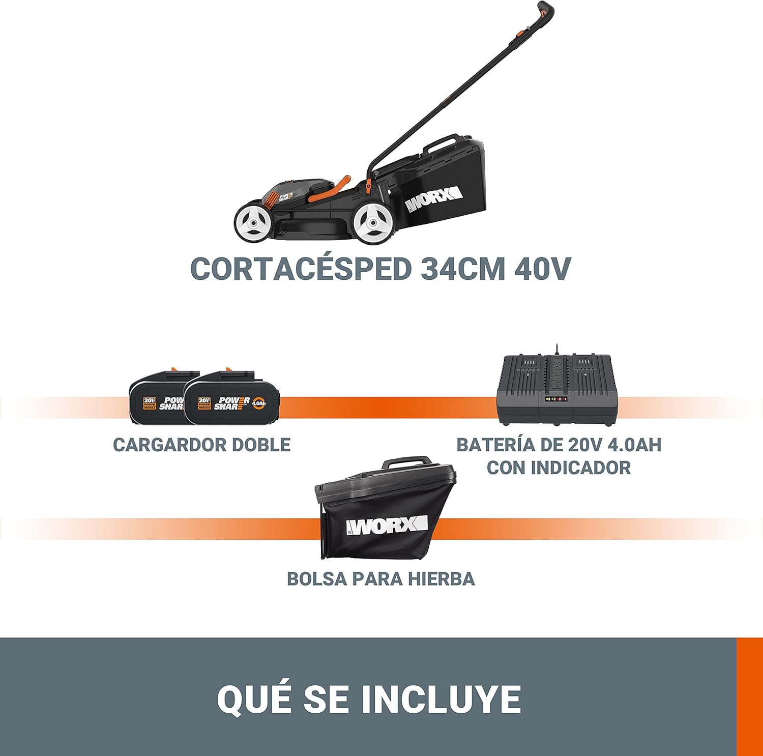 WORX WG743E Kosiarka Akumulatorowa, 20 V, do 500 m²